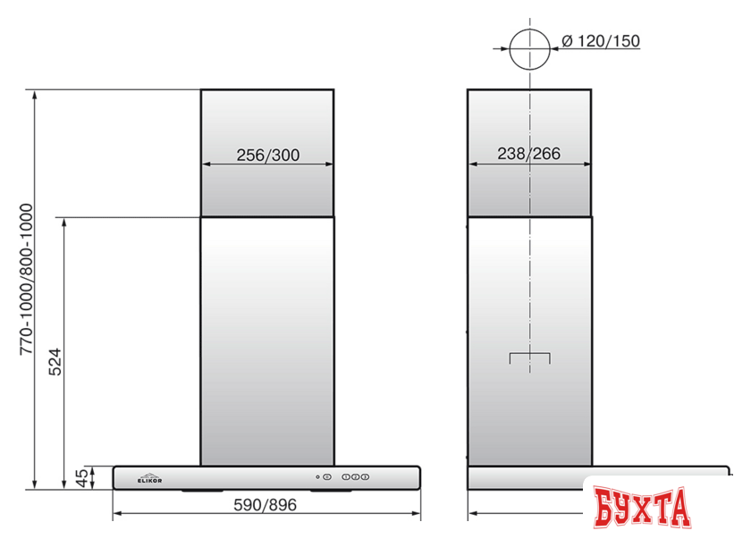Кухонная вытяжка Elikor Квадра 90П-650-К3Д (антрацит) (943863) 2