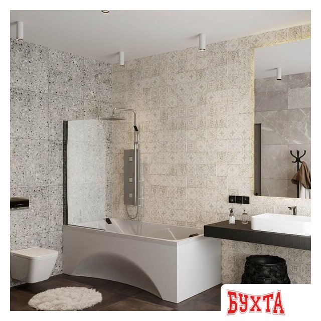 Стеклянная шторка для ванны Roxen Brimen 52010-80B 80х140 5