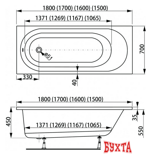Ванна VagnerPlast Kasandra 180x70 5