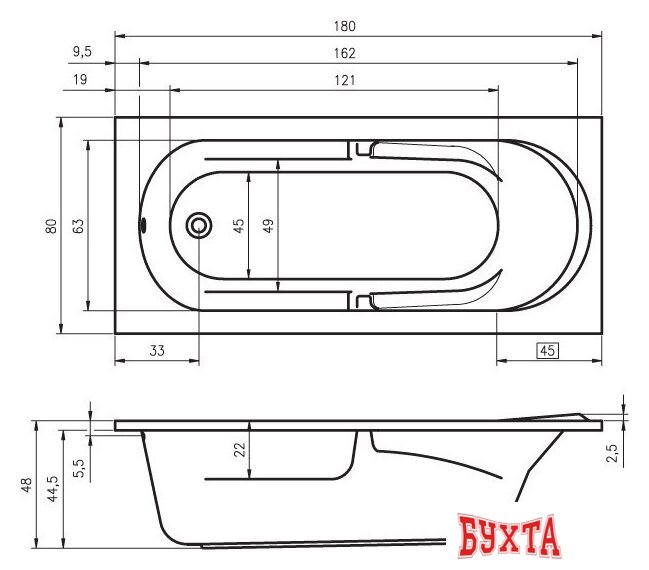 Ванна Riho Future 190x90 BC32005 (с ножками) 2
