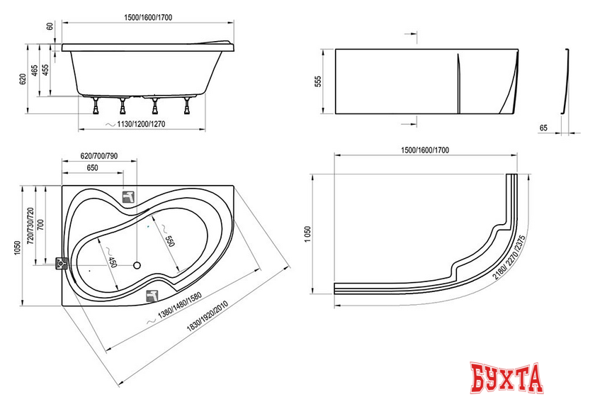 Ванна Ravak Rosa II 170 x 105 R [C421000000] 5