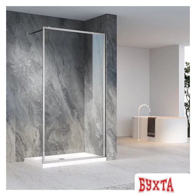 Душевая стенка Veconi 80x200 / KR81-80-01-C7 (стекло прозрачное/хром) 2