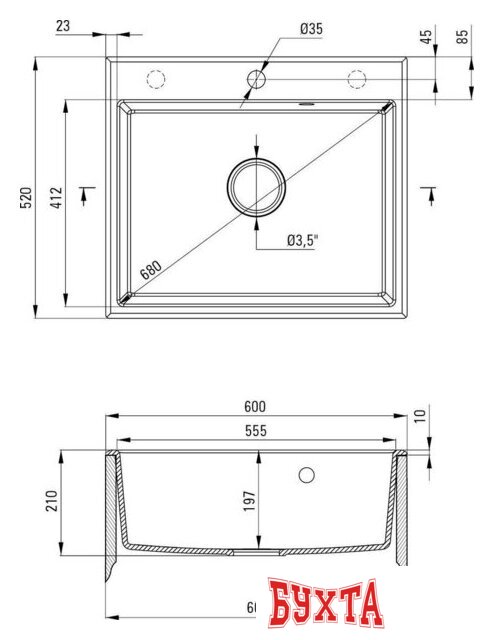 Кухонная мойка Deante Andante ZQN N103 (nero) 2