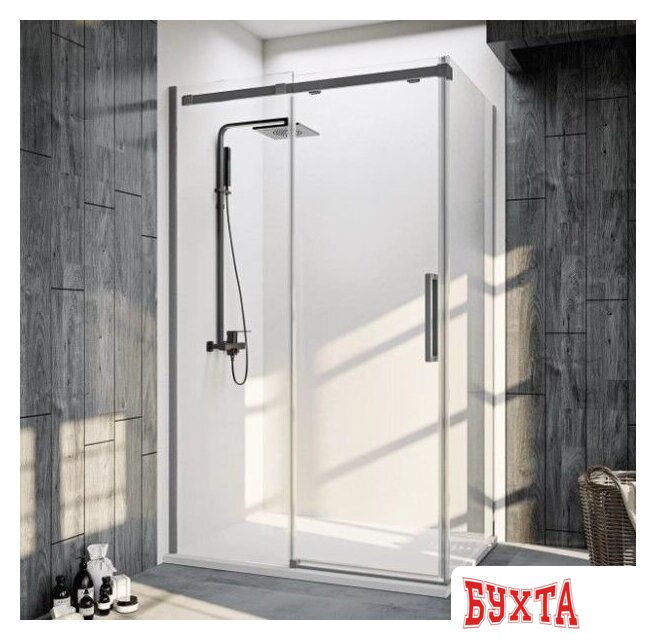 Душевой уголок Veconi 120x90 RV070GR-12090-01-C4 (стекло прозрачное/брашированный графит) 2