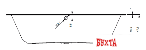 Ванна Riho Lugo 190x80 BT04 (без ножек) 3