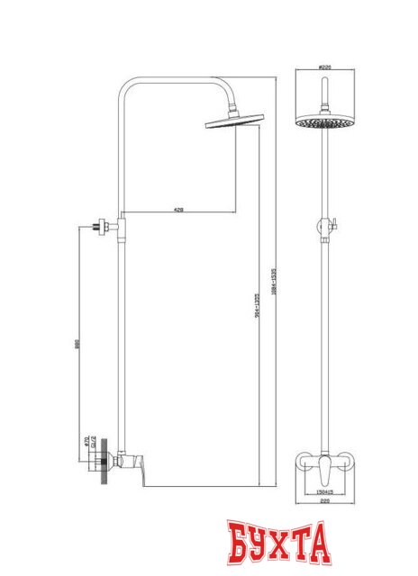 Верхний душ Diadonna D80-334109 2