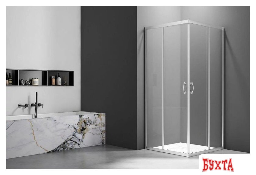 Душевой уголок Veconi 80x80 RV101-80-01-C5 (стекло прозрачное/хром) 2