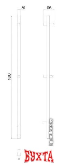 Полотенцесушитель TERMINUS Стойка Uno Проф 160 электро 3