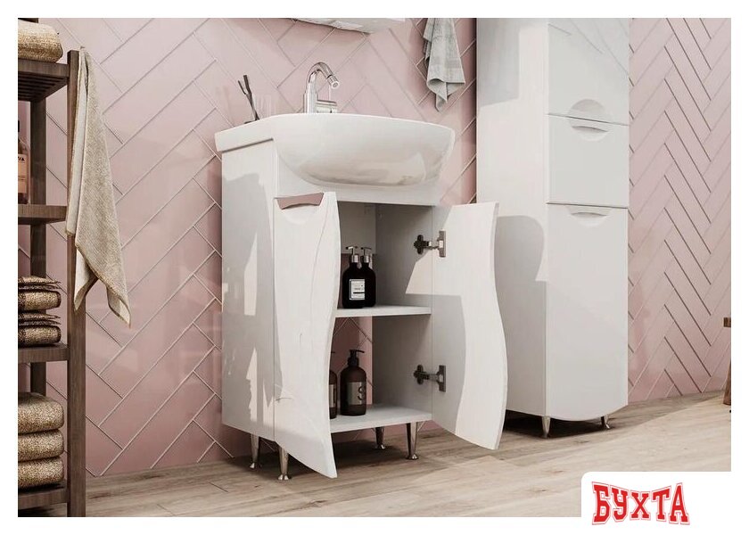 Мебель для ванных комнат Volna Тумба Adel 50.2D с умывальником Ладога 3