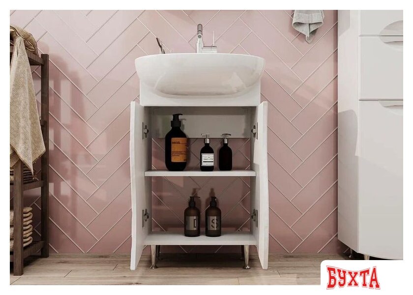 Мебель для ванных комнат Volna Тумба Adel 50.2D с умывальником Ладога 4