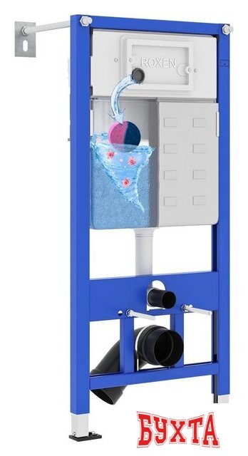 Унитаз подвесной Roxen Antares в комплекте с инсталляцией StounFix Dual Fresh 6 в 1 570840 (кнопка: белый глянец) 2