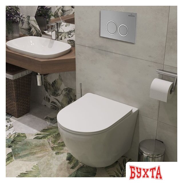 Унитаз подвесной Roxen Antares One Rimless 6 в 1 StounFix Dual Fresh 524734 (кнопка: матовая) 5