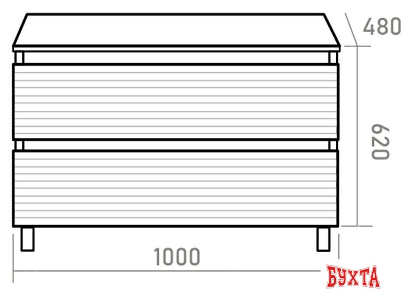 Мебель для ванных комнат Brevita Тумба под умывальник Dakota DAK-07100-19/02-2Я (черный/темное дерево) 5
