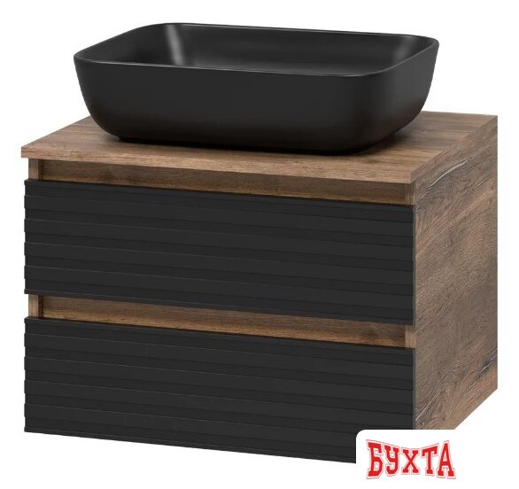 Мебель для ванных комнат Brevita Тумба под умывальник Dakota 60 DAK-09060-19/02-2Я (черный/темное дерево) 1