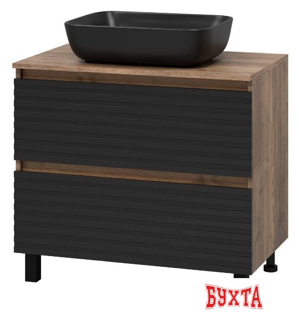 Мебель для ванных комнат Brevita Тумба под умывальник Dakota 80 DAK-07080-19/02-2Я (черный/темное дерево) 1
