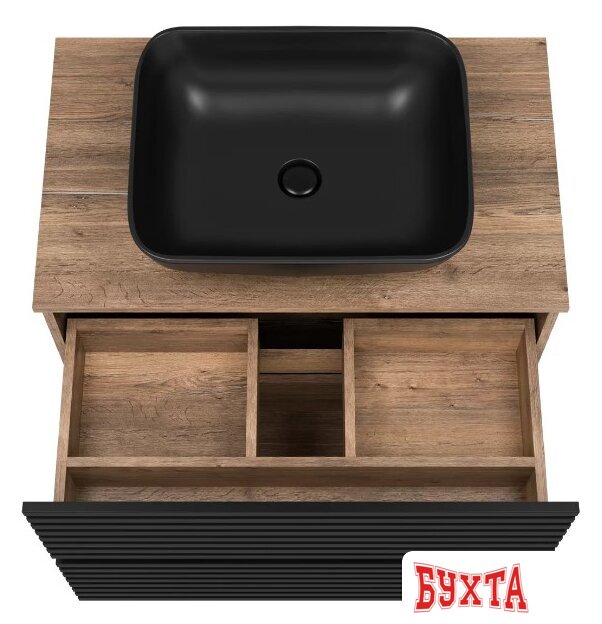 Мебель для ванных комнат Brevita Тумба под умывальник Dakota 80 DAK-07080-19/02-2Я (черный/темное дерево) 2