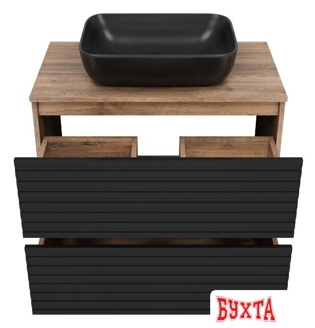Мебель для ванных комнат Brevita Тумба под умывальник Dakota 80 DAK-07080-19/02-2Я (черный/темное дерево) 3