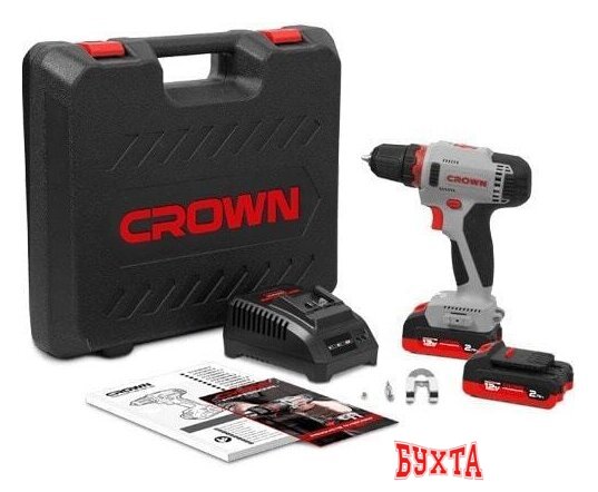 Дрель-шуруповерт Crown CT21081H-2 BMC (c 2-мя АКБ, кейс) 2