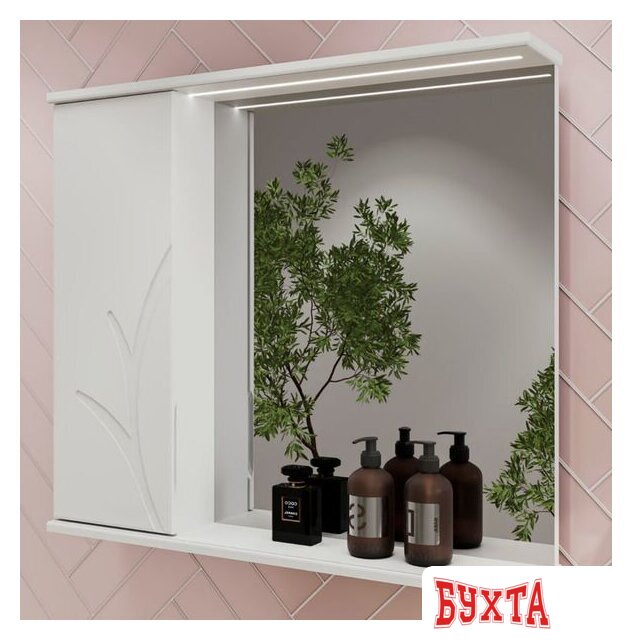 Мебель для ванных комнат Volna Шкаф с зеркалом Adel 80 левый 3