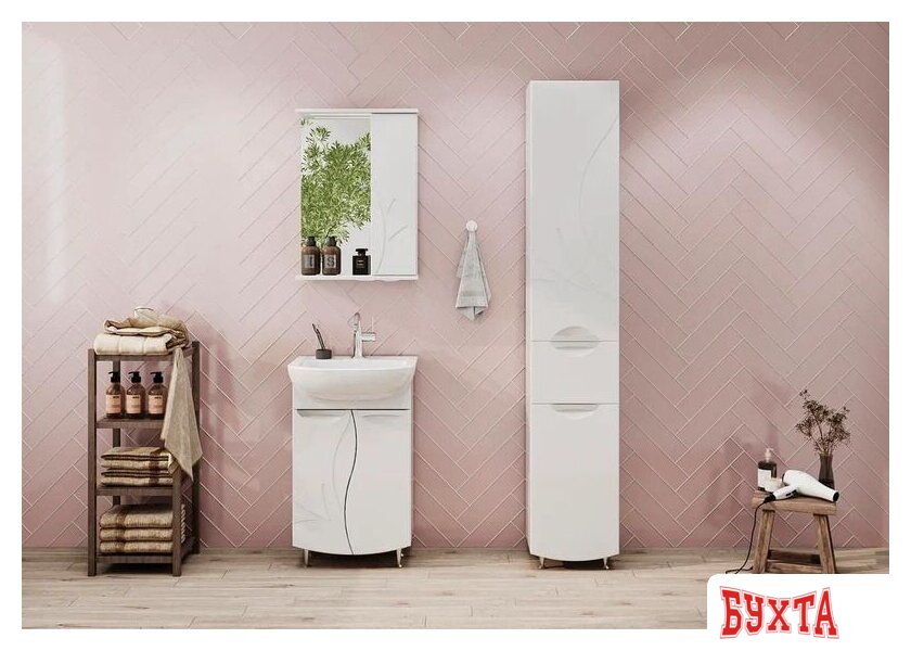 Мебель для ванных комнат Volna Шкаф с зеркалом Adel 50 правый 3