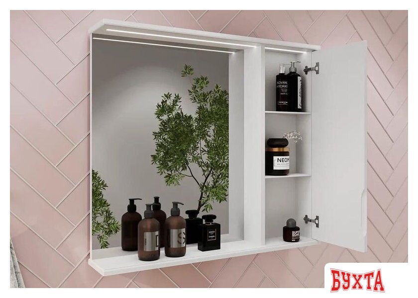 Мебель для ванных комнат Volna Шкаф с зеркалом Adel 80 правый 4