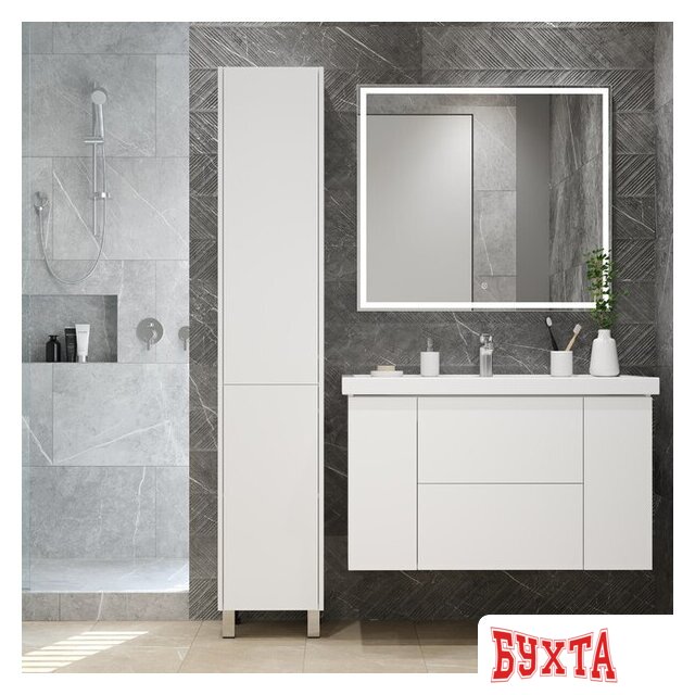 Мебель для ванных комнат Briz Тумба с умывальником Риччи 100 Фостер 360 03-20100-06 00 БЕЛ 4