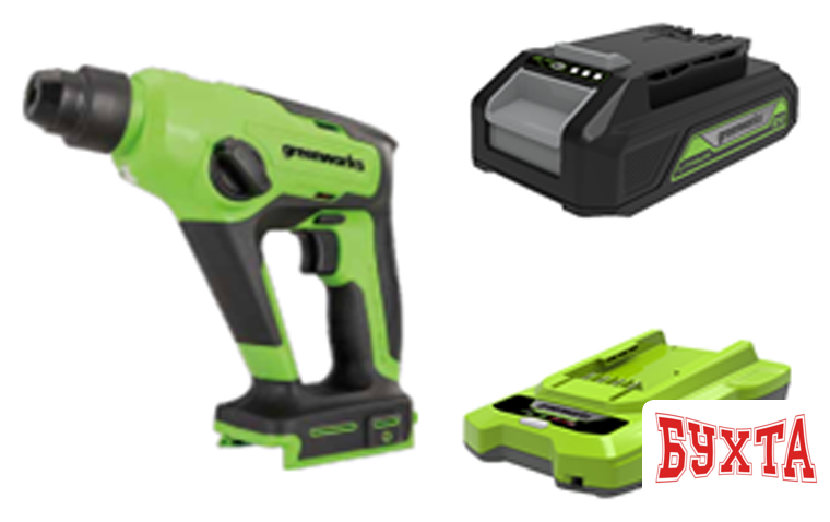 Перфоратор Greenworks GD24SDS1K2 3803107UA (с 1-им АКБ)