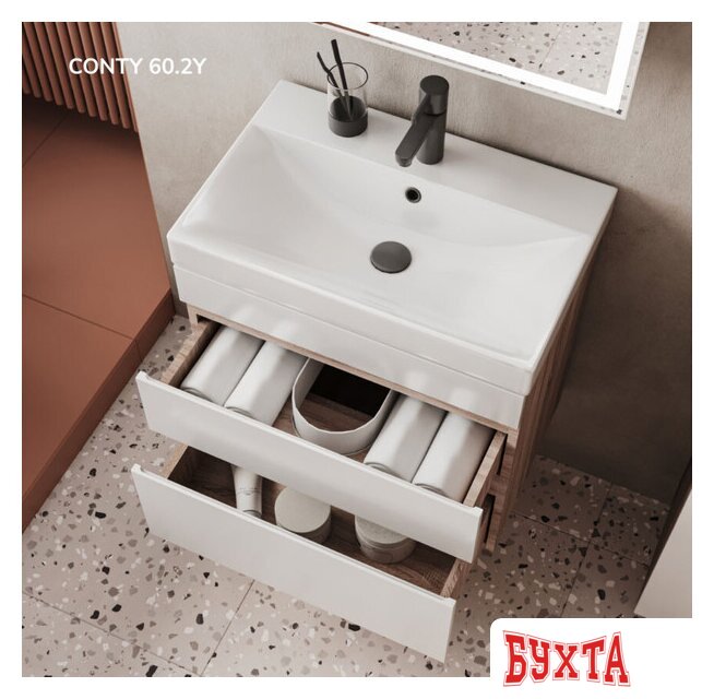 Мебель для ванных комнат Volna Тумба с умывальником Conty 60.2Y Lake 60 (подвесная) 4