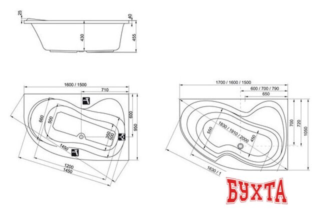 Ванна Ravak Rosa 95 150x95R C561000000 2