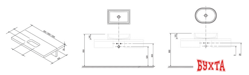Мебель для ванных комнат Ravak Столешница L 800 X000000833 (дуб) 2