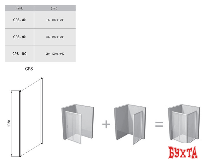 Душевая стенка Ravak CPS 100 (серебристый/прозрачное) 2