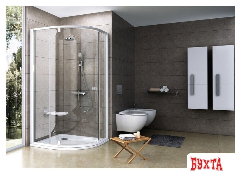 Душевой уголок Ravak Pivot PSKK3 100 (белый+белый/прозрачное) 2