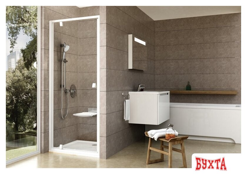 Душевая дверь Ravak Pivot PDOP1 80 (белый+белый/прозрачное) 2