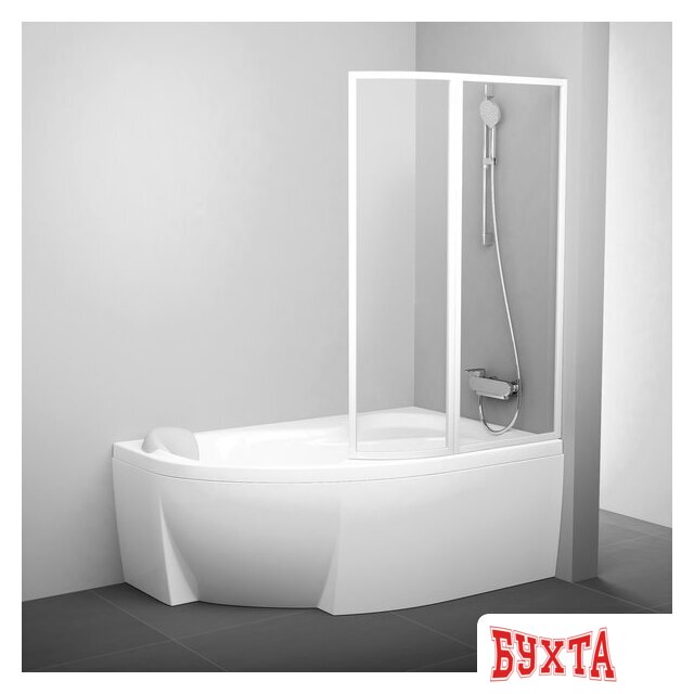 Стеклянная шторка для ванны Ravak Rosa VSK2 140 (белый/прозрачное) правая