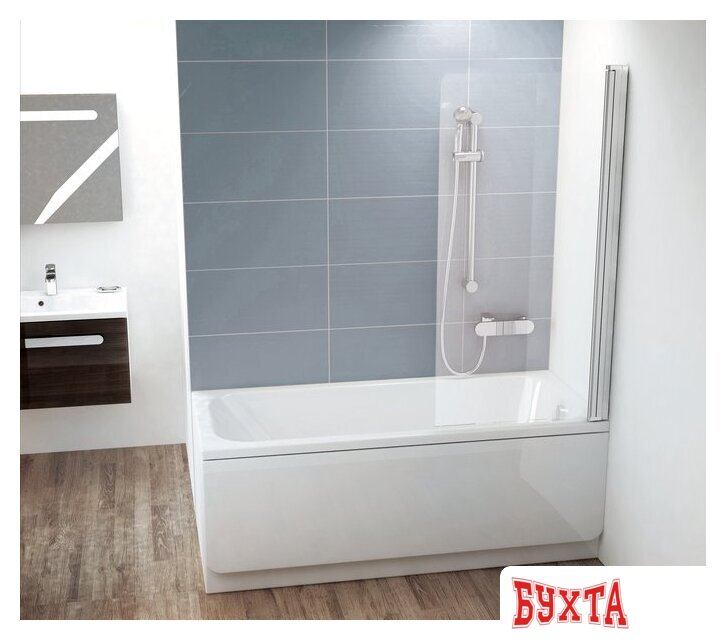 Стеклянная шторка для ванны Ravak CVS1 80 (белый/прозрачное) правая