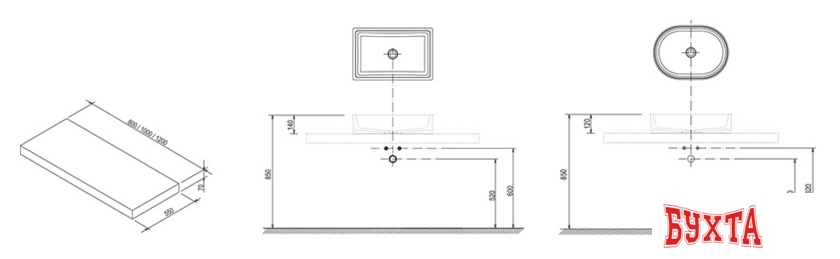 Мебель для ванных комнат Ravak Столешница I 1000 X000000840 (белый) 2