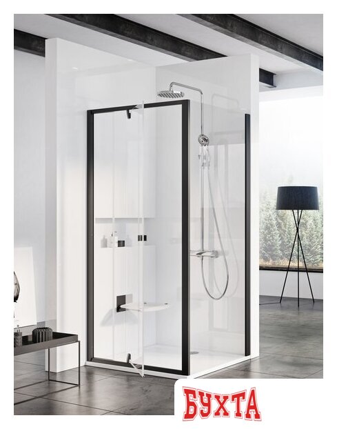 Душевая стенка Ravak Pivot PPS 90 (черный/прозрачное) 2