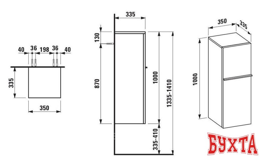 Мебель для ванных комнат Laufen Шкаф-полупенал Case Palace 4020110754751 2
