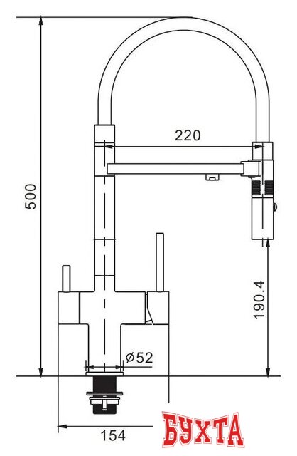 Смеситель Rose R958H (черный) 2