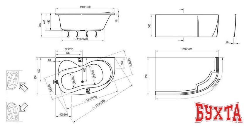 Ванна Ravak Rosa 95 150x95L C551000000 2