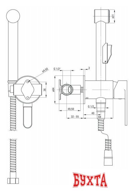 Гигиенический душ Deante Alpinia BGA 034M 1