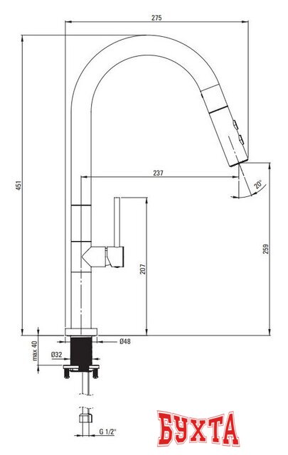 Смеситель Deante Olfato BQO D72M 5