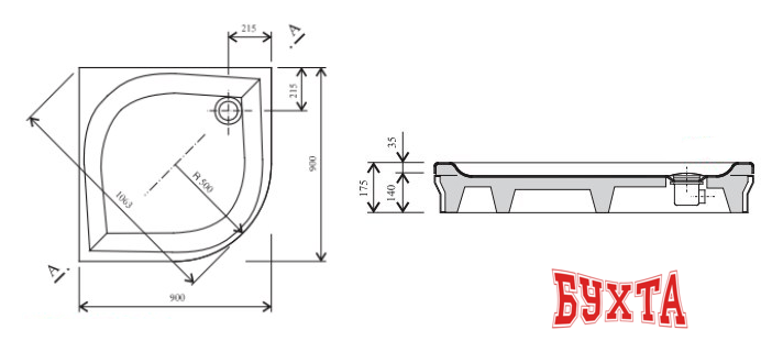 Душевой поддон Ravak Galaxy Elipso Pan 90x90 3