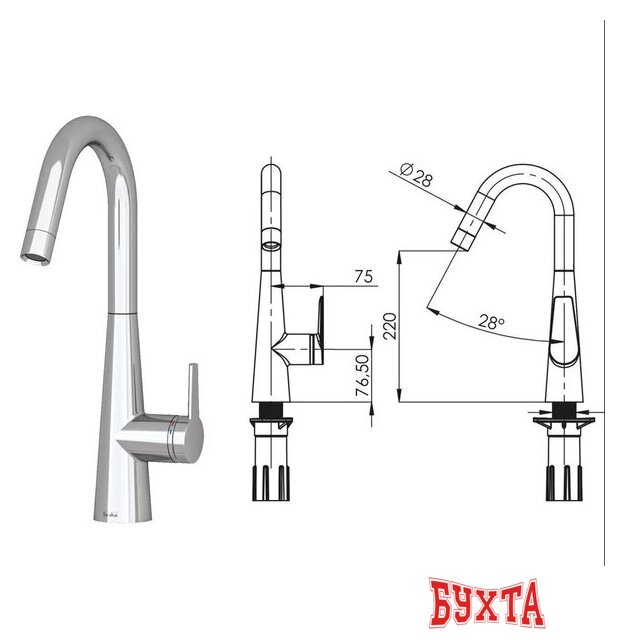 Смеситель Teska Axis E4106 (хром) 3