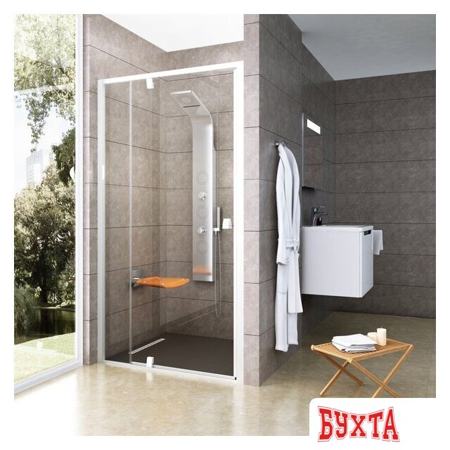 Душевая дверь Ravak Pivot PDOP2 110 (белый+белый/прозрачное) 2