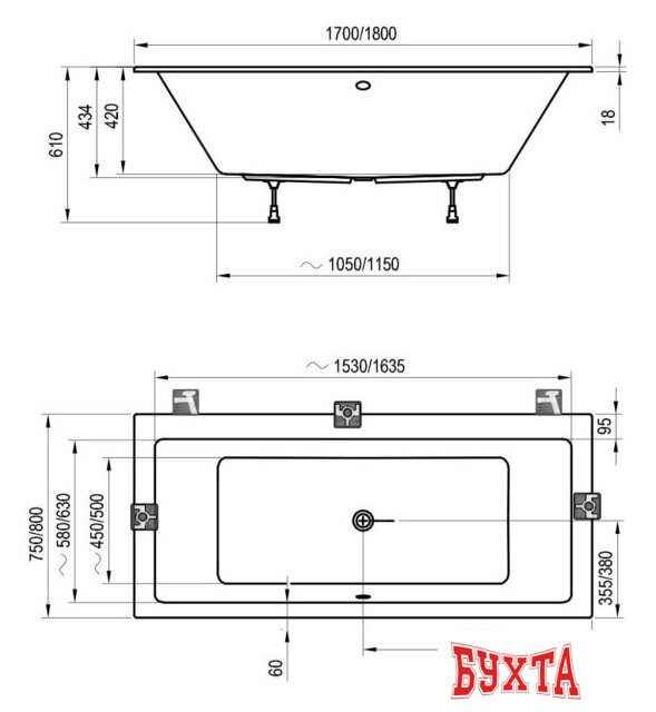 Ванна Ravak Formy 01 Slim 170x75 C691300000 5