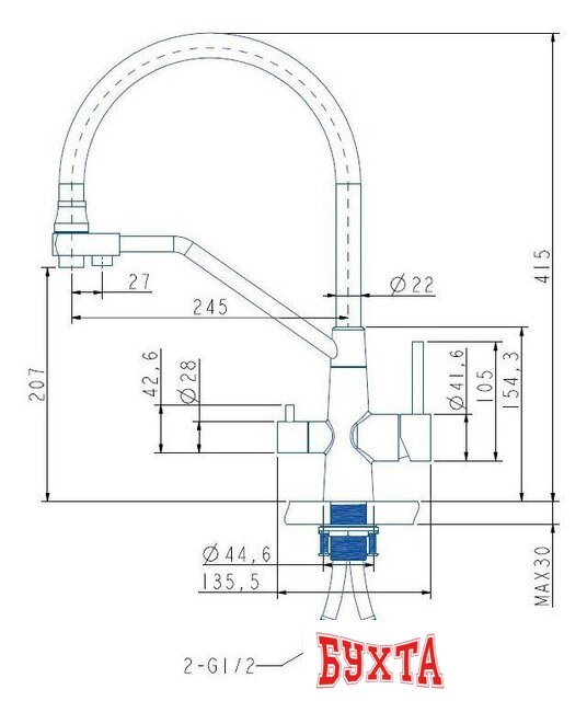 Смеситель ARFEKA Japeto (black PVD) 2