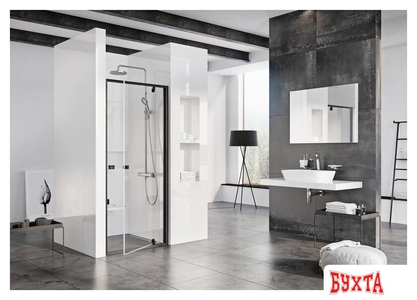 Душевая дверь Ravak Pivot PDOP1-90 (черный/прозрачный) 3