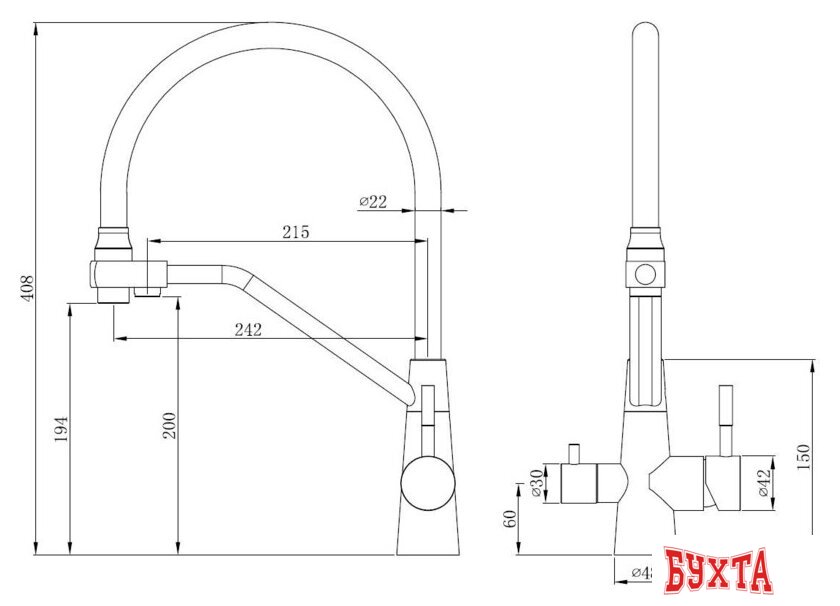 Смеситель Esko K25 W 2