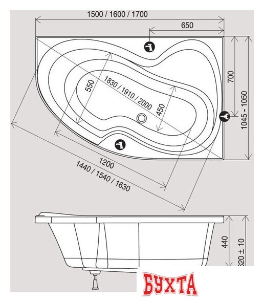 Ванна Ravak Rosa II 170 x 105 L [C221000000] 2